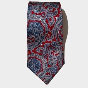 Christian Dior Paisley Red and Blue Silk Tie